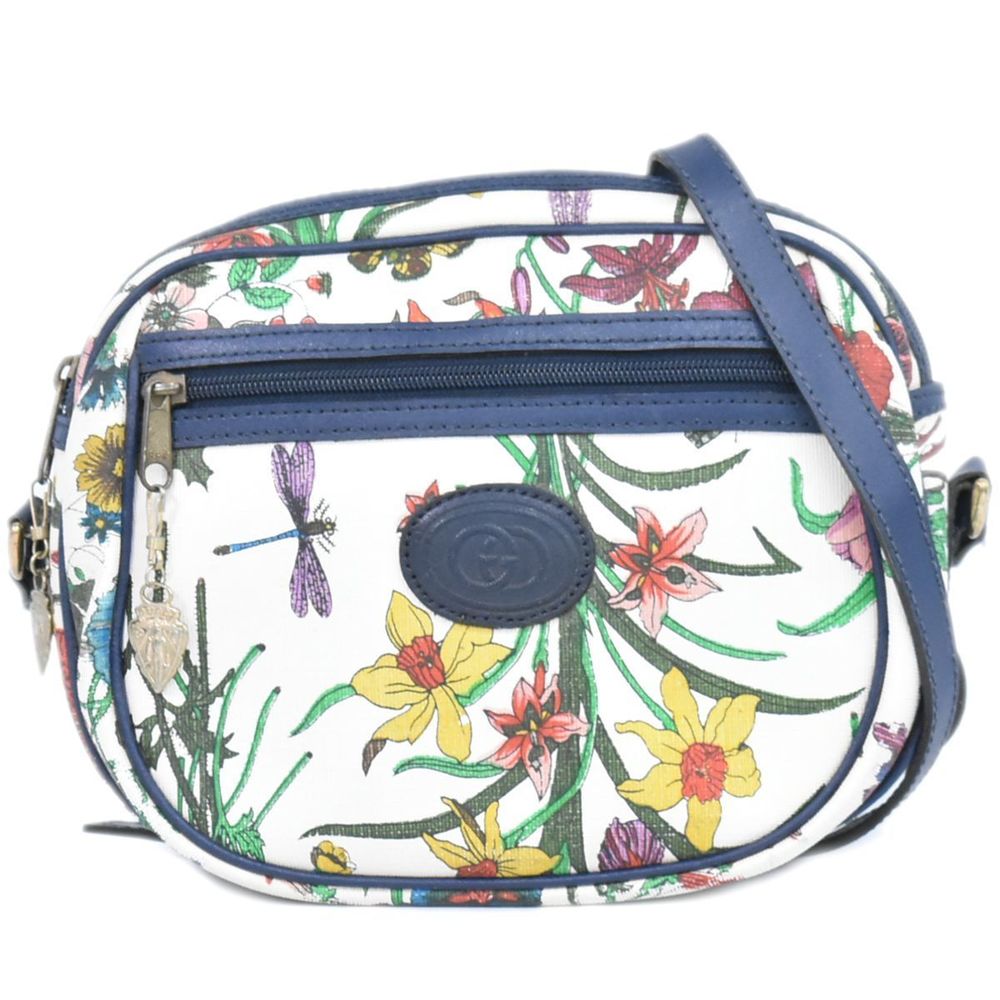 Gucci Multicolor Flora White Bag Navy Shoulder - Picture 2 of 9